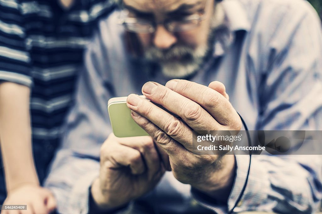 Man using smart phone