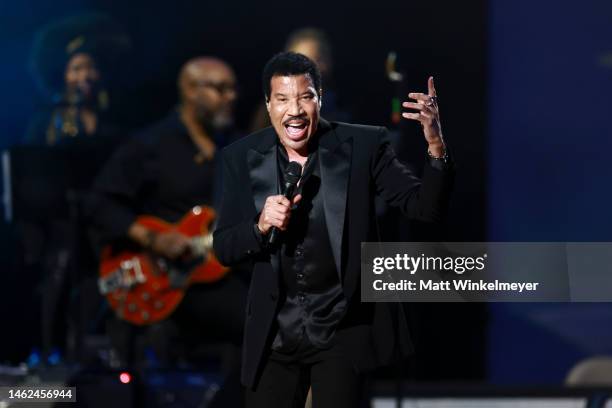 Lionel Richie performs onstage during MusiCares Persons of the Year Honoring Berry Gordy and Smokey Robinson at Los Angeles Convention Center on...