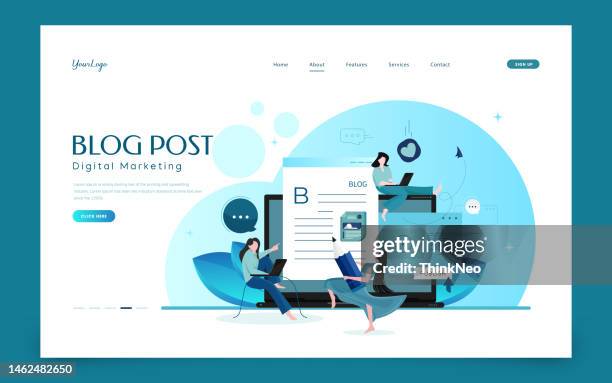 blogging concept - social networking and blogging website twitter stock illustrations