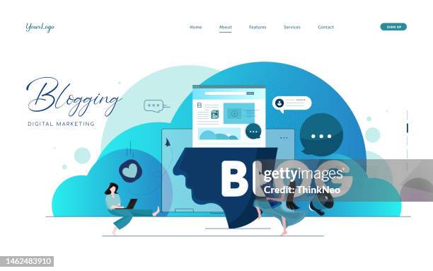 content writer. blog articles creation concept - content writer stock illustrations