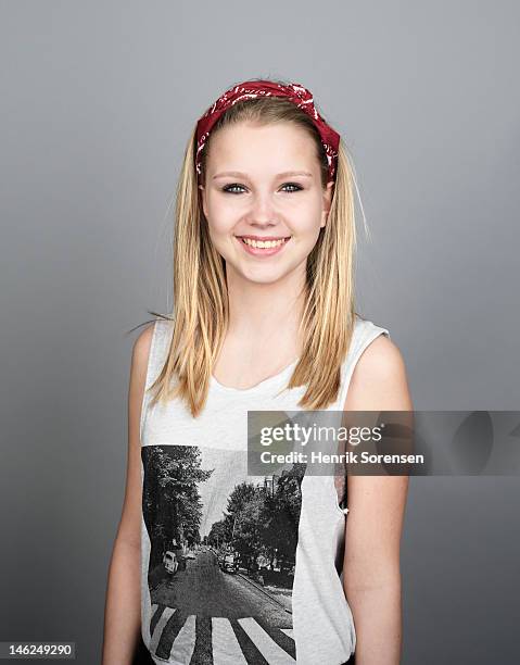 portrait of young woman - 14 year old blonde girl stock pictures, royalty-free photos & images