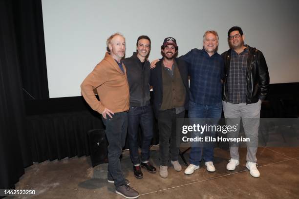 Actor Matt Walsh, actor Reid Scott, producer Jason Dubin, writer Nick Schutt and director Xavier Manrique pose after a special screening of “Who...