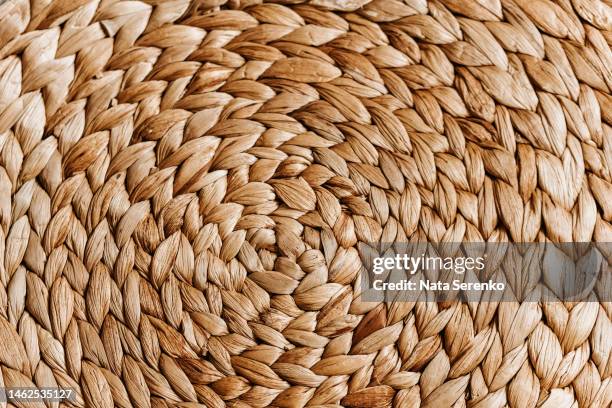 eco background. zero waste. round base made of natural material water hyacinth - wicker mat stock pictures, royalty-free photos & images