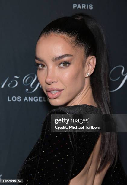 Claudia Salinas attends the Kilian Paris GRAMMY party at Raspoutine on February 03, 2023 in West Hollywood, California.