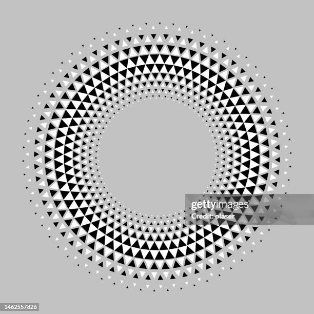 equilateral triangles pattern forming donut disk, with inner and outer size gradient - background check icon vector stock illustrations