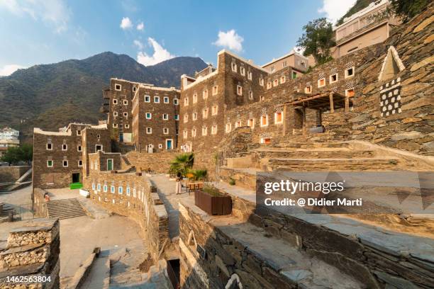 rijal almaa ancient village in saudi arabia - abha saudi arabia foto e immagini stock