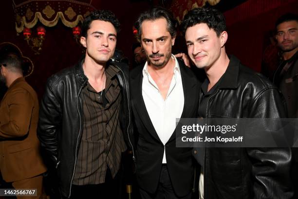 Darren Barnet, Kilian Hennessy and Gavin Leatherwood attends the Kilian Paris Celebrates Its 15th Anniversary During GRAMMYs Weekend at Raspoutine on...