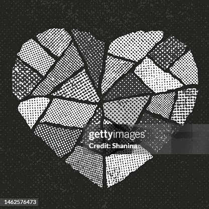 Broken Heart - Distressed halftone Texture - v2 Broken Heart - Distressed halftone Texture - v2