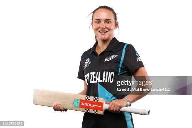 Amelia Kerr of New Zealand poses for a portrait prior to the ICC Women's T20 World Cup South Africa 2023 on February 04, 2023 in Cape Town, South...