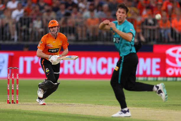 Ashton Turner of the Scorchers bats during the Men's Big Bash League Final match between the Perth Scorchers and the Brisbane Heat at Optus Stadium,...