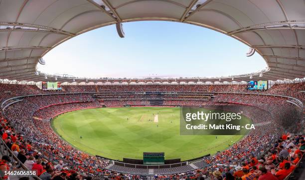 General view during the Men's Big Bash League Final match between the Perth Scorchers and the Brisbane Heat at Optus Stadium on February 04, 2023 in...