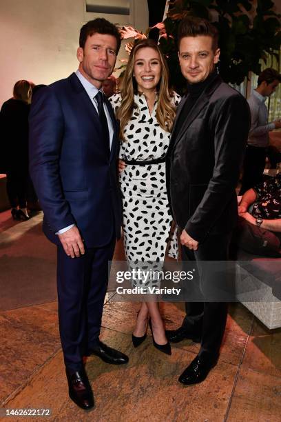 Taylor Sheridan, Elizabeth Olsen and Jeremy Renner