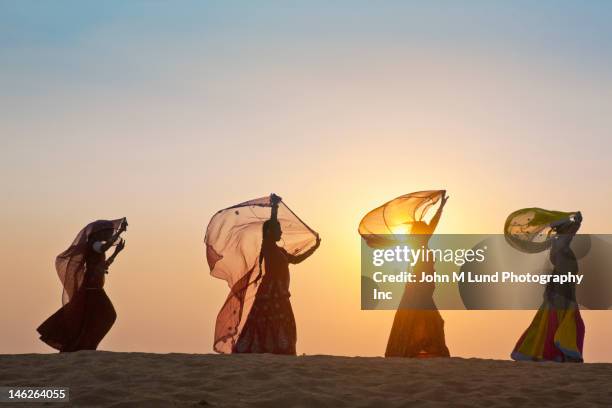 femme indienne en vêtements traditionnels dans le désert - john shaft photos et images de collection