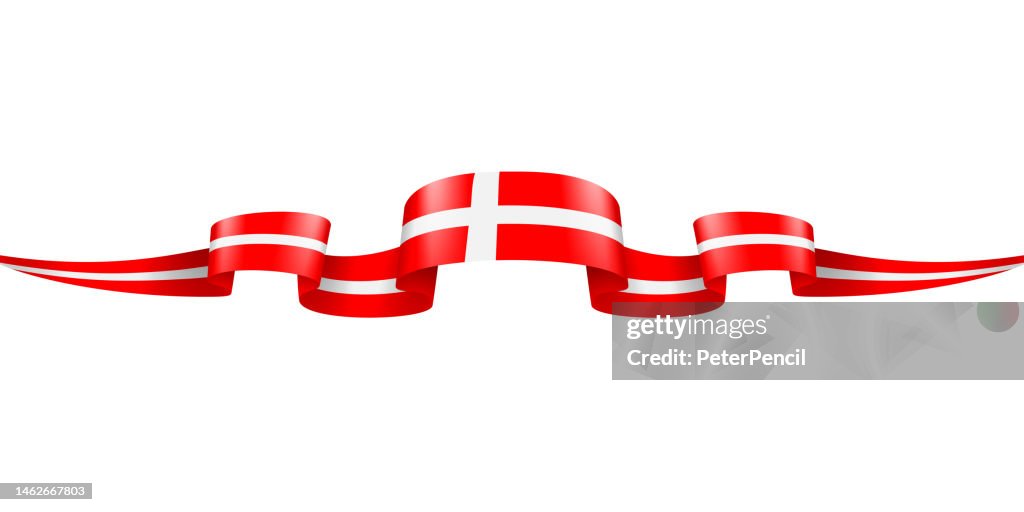 Danish Ruck Rbbon Denmark Flag Ribbon Danish Flag Header Long Banner Vector Stock ...
