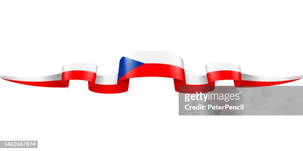 czech republic flag ribbon. czech flag header long banner. vector stock illustration - czech republic flag stock illustrations