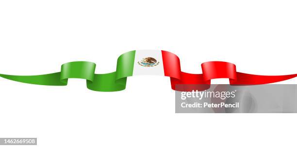 mexico flag ribbon. mexican flag header long banner. vector stock illustration - mexican border stock illustrations
