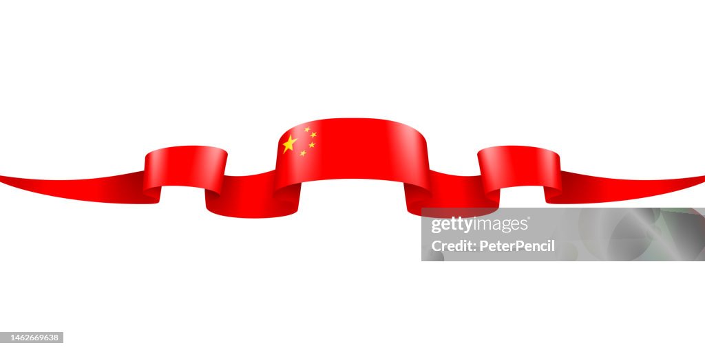 China Flag Ribbon. Chinesischer Flaggenkopf langes Banner. Vektor-Stock-Illustration