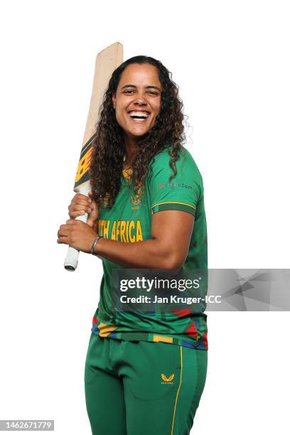 Chloe Tryon of South Africa poses for a portrait prior to the ICC Women's T20 World Cup South Africa 2023 on February 04, 2023 in Stellenbosch, South...