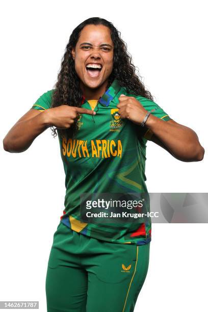 Chloe Tryon of South Africa poses for a portrait prior to the ICC Women's T20 World Cup South Africa 2023 on February 04, 2023 in Stellenbosch, South...