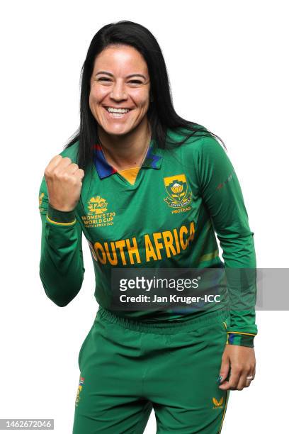 Marizanne Kapp of South Africa poses for a portrait prior to the ICC Women's T20 World Cup South Africa 2023 on February 04, 2023 in Stellenbosch,...