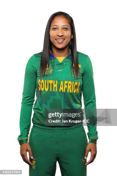 Shabnim Ismail of South Africa poses for a portrait prior to the ICC Women's T20 World Cup South Africa 2023 on February 04, 2023 in Stellenbosch,...