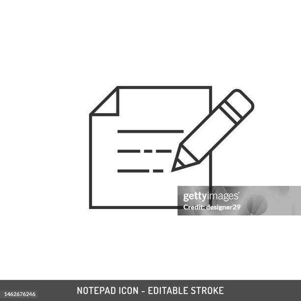 notepad and pencil icon editable stroke vector design on white background. - editor page stock illustrations