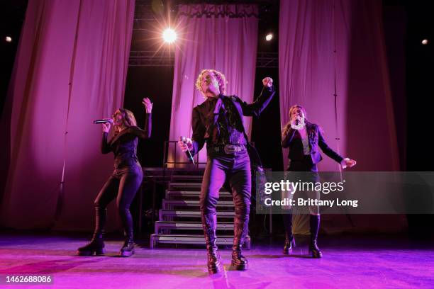 Darren Hayes, Sharon Muscat and Madeleine Coghlan perform at Sidney Myer Music Bowl on February 04, 2023 in Melbourne, Australia.