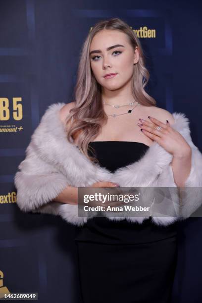 Mila Nabours arrives to the 65th GRAMMY Awards - #GRAMMYsNextGen 2nd Annual Party at the GRAMMY House on February 03, 2023 in Los Angeles, California.