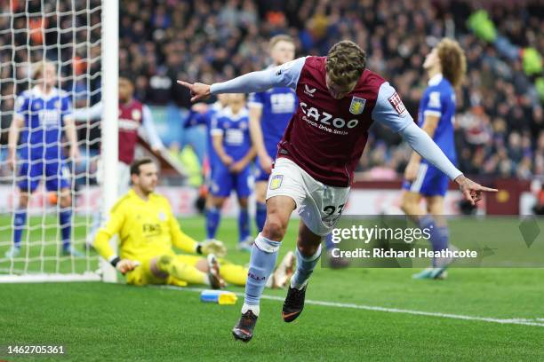 Philippe Coutinho of Aston Villa celebrates scoring their sides goal which is later ruled offside during the Premier League match between Aston Villa...