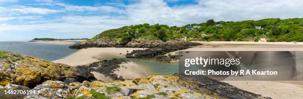 borth-y-gest near porthmadog, north wales - beach panoramic stock pictures, royalty-free photos & images