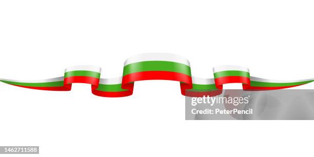 bulgaria flag ribbon. bulgarian flag header long banner. vector stock illustration - bulgarian flag stock illustrations