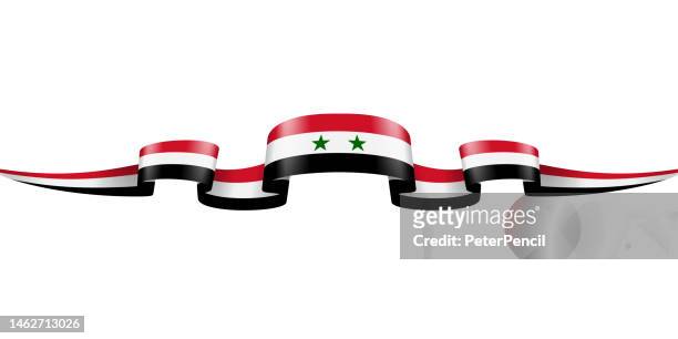syrien-flaggenband. syrischer flaggenkopf langes banner. vektor-stock-illustration - syrian flag stock-grafiken, -clipart, -cartoons und -symbole