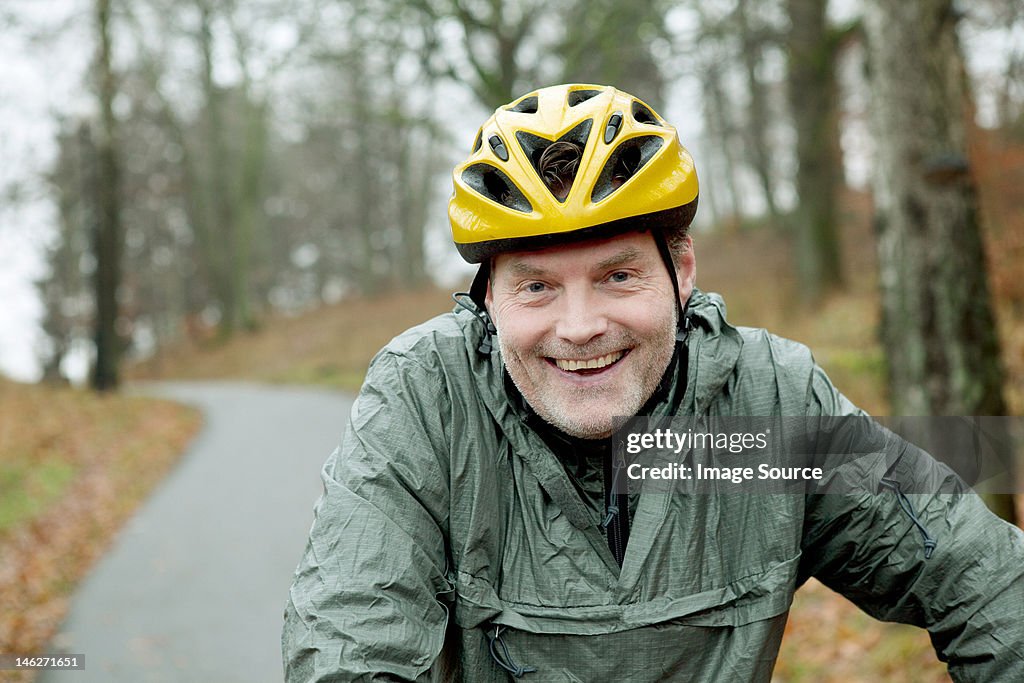 Portrait of mature man on cycle ride