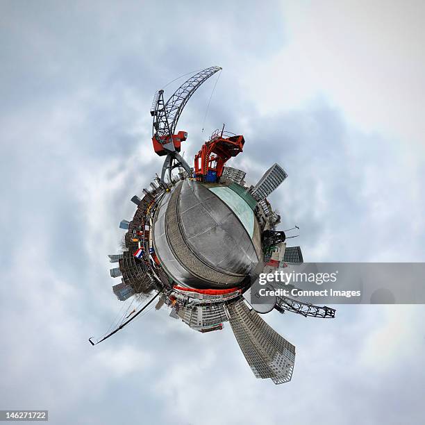 rotterdam, netherlands, little planet effect - fish eye photos et images de collection