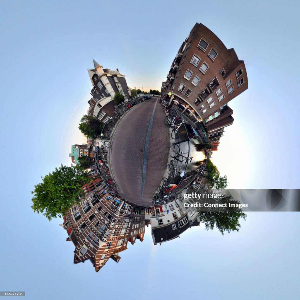 Lijnbaansgracht canal, Amsterdam, little planet effect