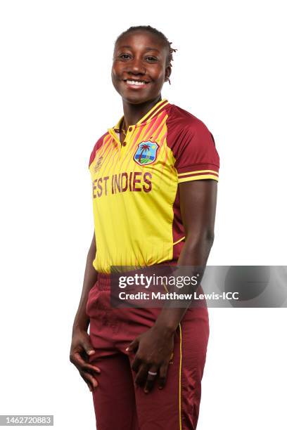 Stafanie Taylor of West Indie poses for a portrait prior to the ICC Women's T20 World Cup South Africa 2023 on February 04, 2023 in Cape Town, South...