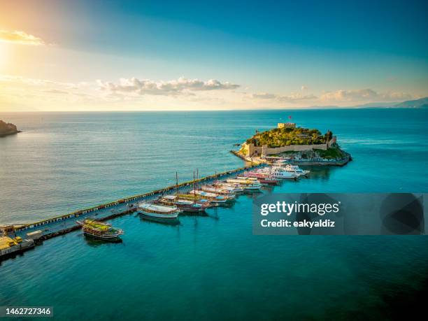 aerial view kusadasi - inlet stock pictures, royalty-free photos & images