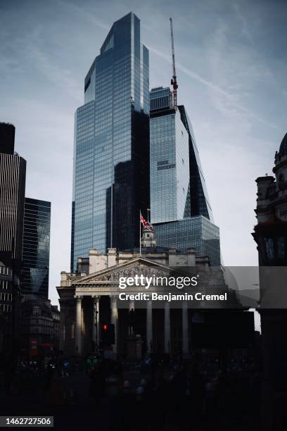 Rays of sunshine illuminate the Royal Exchange on February 3, 2023 in London, England. Today, the Bank of England upped its base interest rate from...