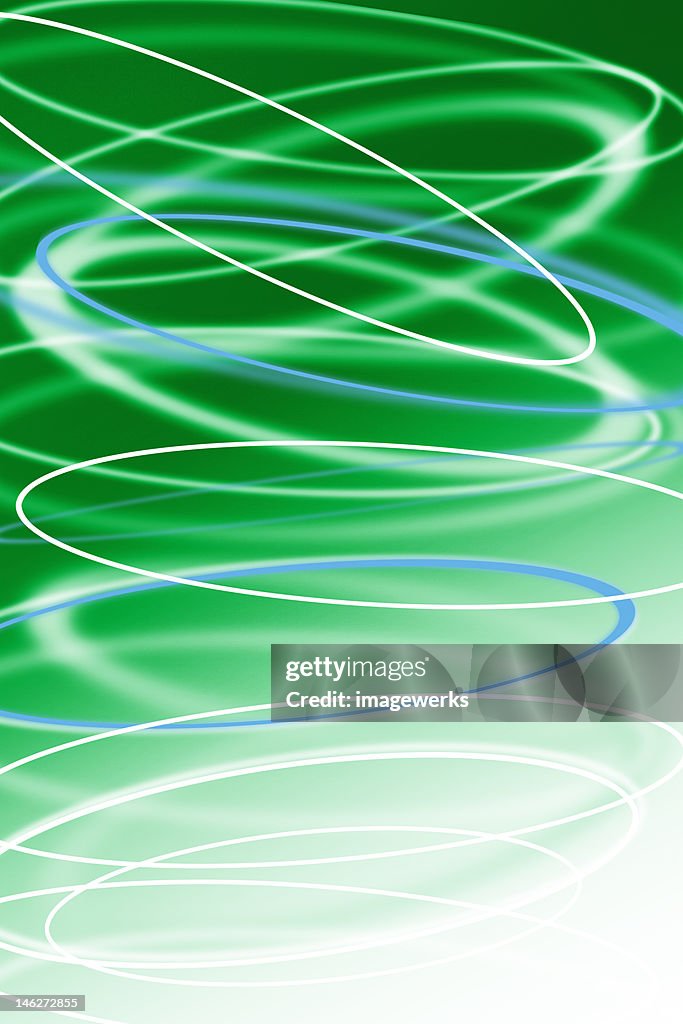Complex curvy lines over green background