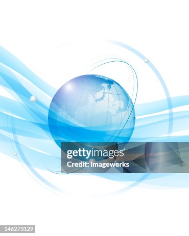 Planet Earth With Wave Pattern Over White Background High-Res Vector ...