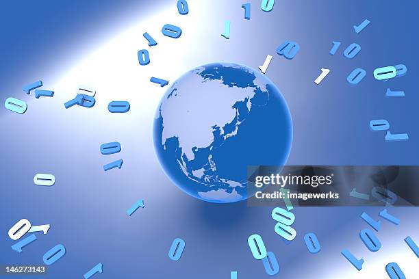 Earth Looks Like Computer Planet Earth With Computer Language Over Colored Background High-Res ...