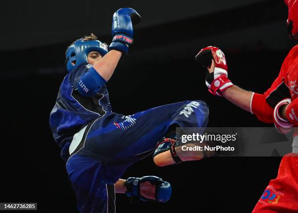 Xxx of Conor Johnson McGlinchey of Ireland competes against Sandro Gabriel Peters of Germany , during the Kickboxing - Men's Point Fighting - 84kg...