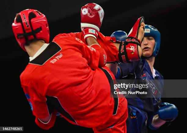 Xxx of Conor Johnson McGlinchey of Ireland competes against Sandro Gabriel Peters of Germany , during the Kickboxing - Men's Point Fighting - 84kg...