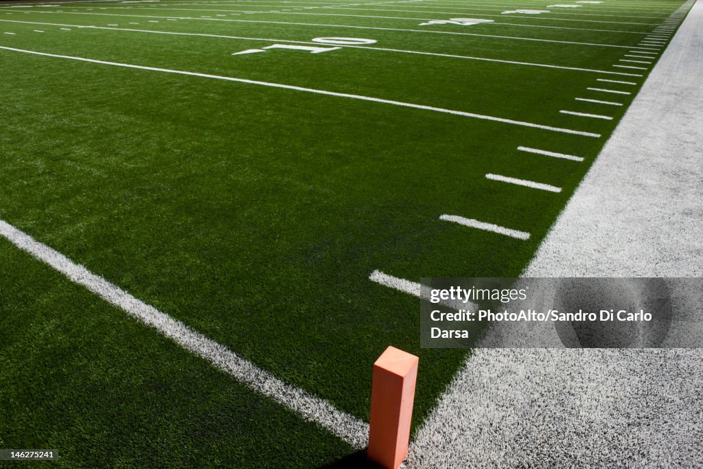 Yard lines on football field