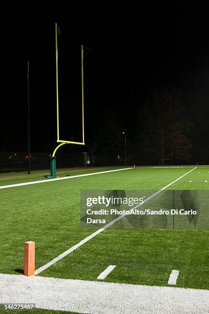 goal post on empty football field - goal post stock pictures, royalty-free photos & images