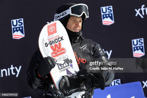 Louis Vito of Italy watches after completing his run in the Men's Snowboard Halfpipe Final on day four of the Toyota U.S. Grand Prix at Mammoth...