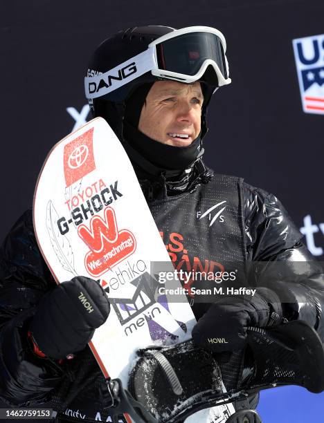 Louis Vito of Italy watches after completing his run in the Men's Snowboard Halfpipe Final on day four of the Toyota U.S. Grand Prix at Mammoth...