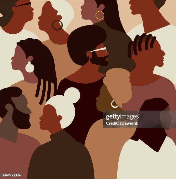 crowd of people of african american people - black civil rights stock illustrations