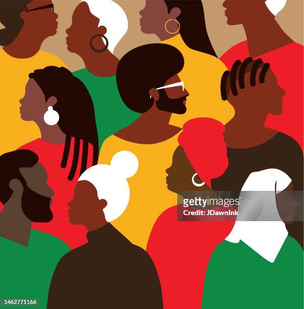 crowd of people of african american people - black history stock illustrations