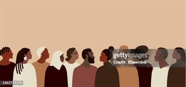 crowd of people of african american people - black history stock illustrations